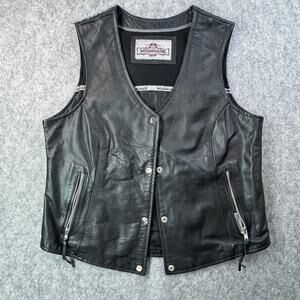Harley‎ Davidson Unisex L Leather Skeleton Patch Milwaukee Studs Vest